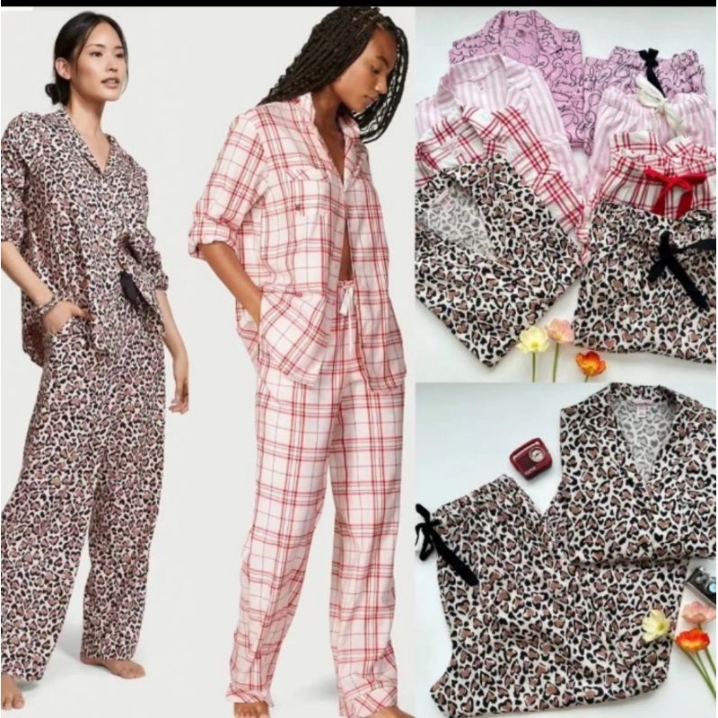 Victoria Seceret Pajamas Set | Baju Tidur Wanita | Piyama Victoria's Secret  Plaid