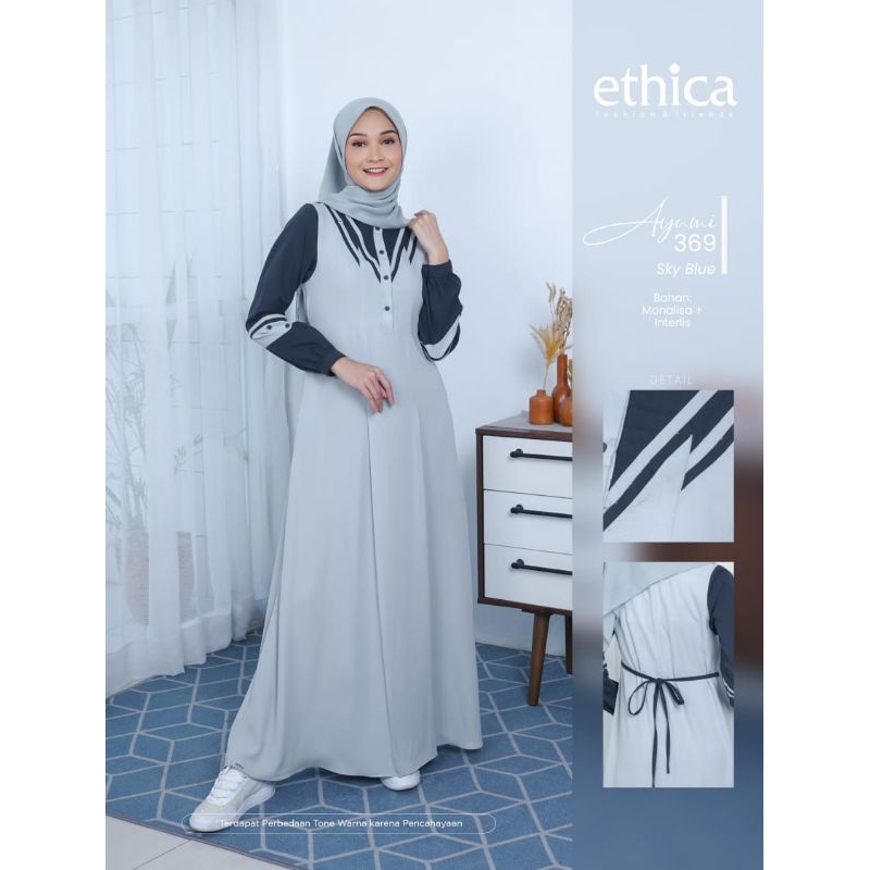 Promo Gamis Ethica Ayumi 369 Woodsmoke Ayumi 369 Sky Blue