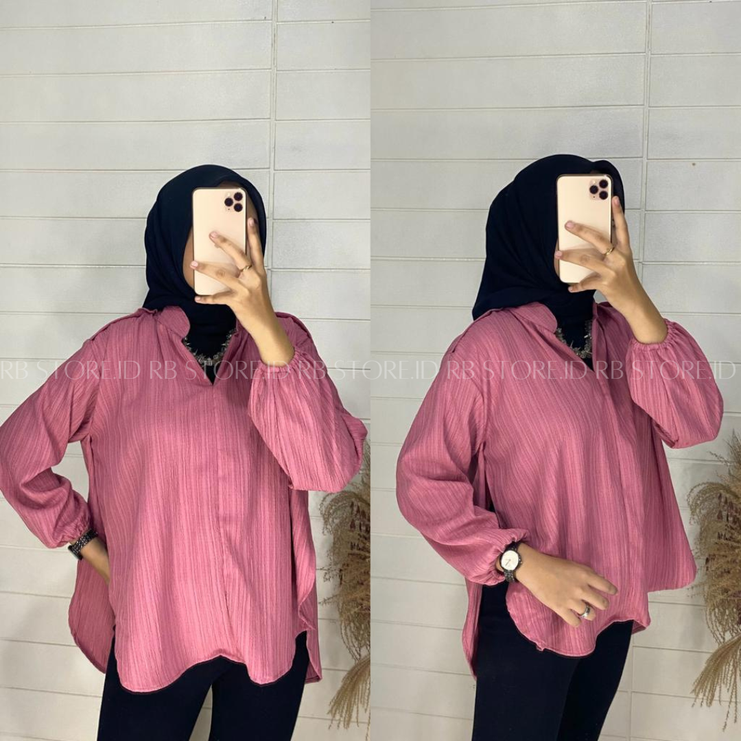 Kemeja Wanita Livia Blouse Basic Lady Crush Oversize