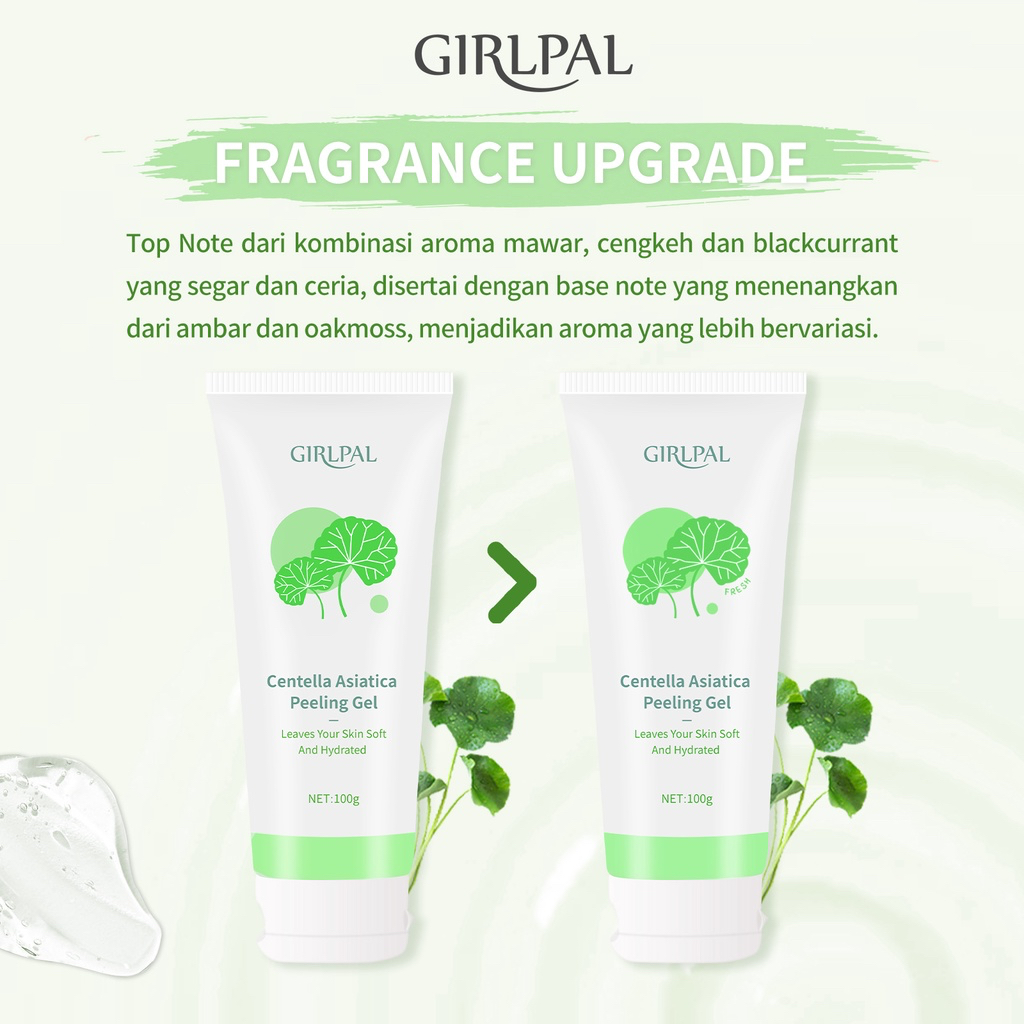 GIRLPAL Centella Asiatica Peeling Gel China / Eksoliasi Kulit 100g / Leaves Your Skin Soft And Hydrated / Mengangkat Sel Kulit Mati Komedo / Mencerahkan Exfoliating Exfoliator Peel Scrub Tubuh / Skincare Face Body Care / Girl Pal Series Aloe Vera Rose