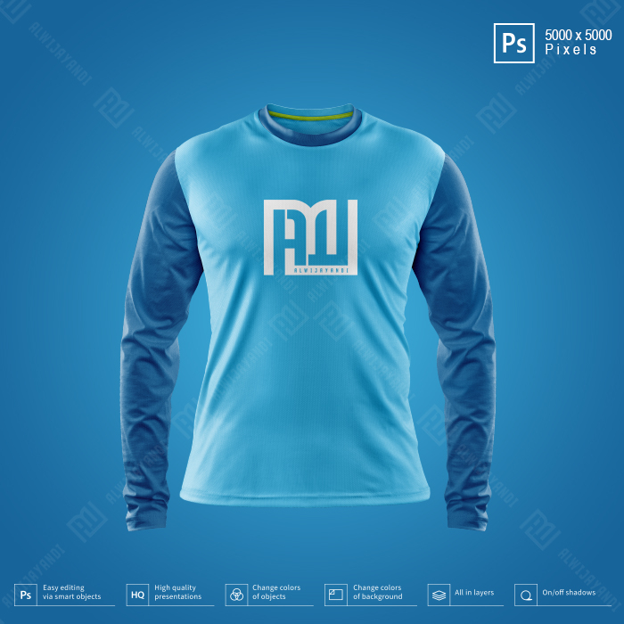 MOCKUP JERSEY KERAH O LENGAN PANJANG - 5Kx5k Pxl