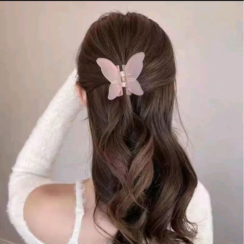 Jepit Rambut Korea 7.5cm Kupu Kupu Jedai Doff Kupu Jepitan Rambut Matte Butterfly Korean Hair Claw Doff Transparan