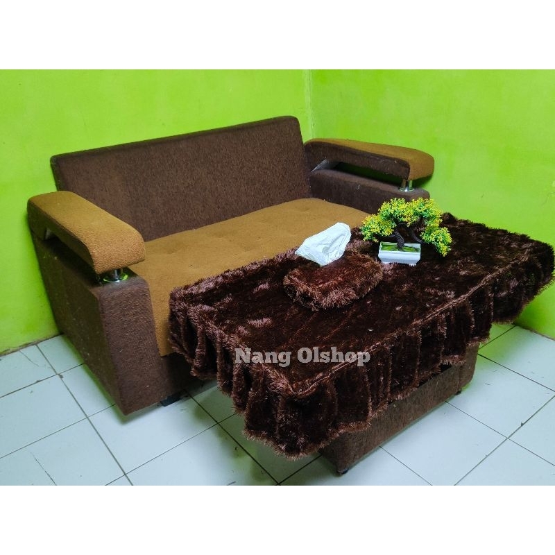 Satu Set Taplak Meja Ruang Tamu Rumbai+Tisu Ukuran P100xL50cm Bisa COD