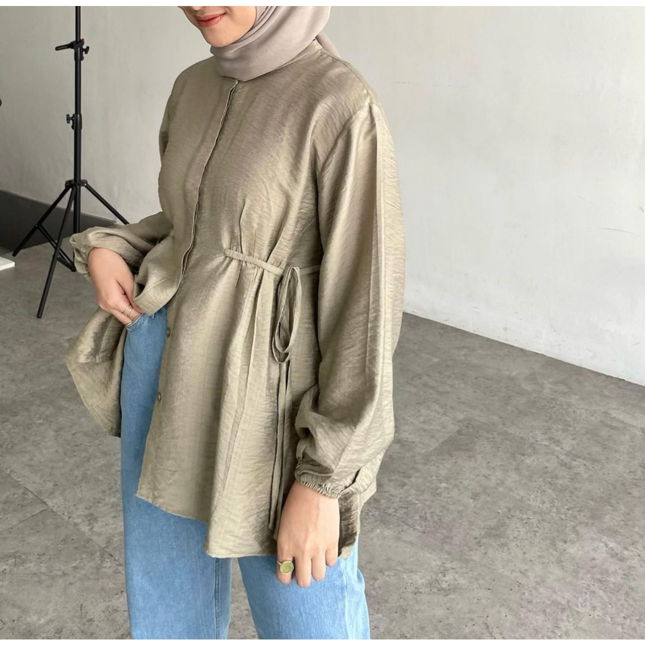 LOZA BLOUSE POLO LINEN WANITA MUSLIMAH PREMIUM