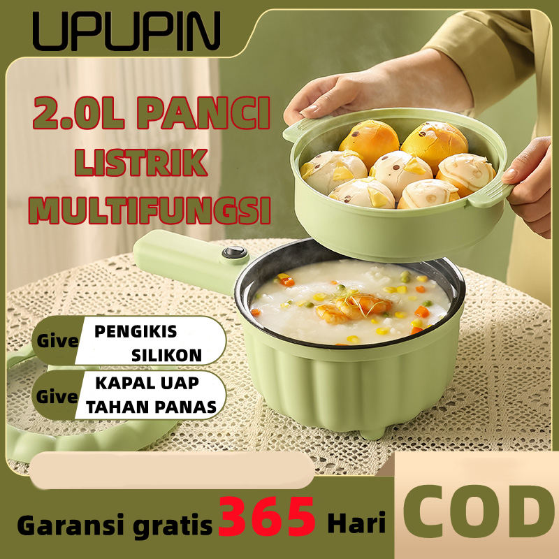 UPUPIN Panci Listrik Serbaguna Aanti Lengket Low Watt 2.0L / Panci listrik ala Jepang / Panci listri