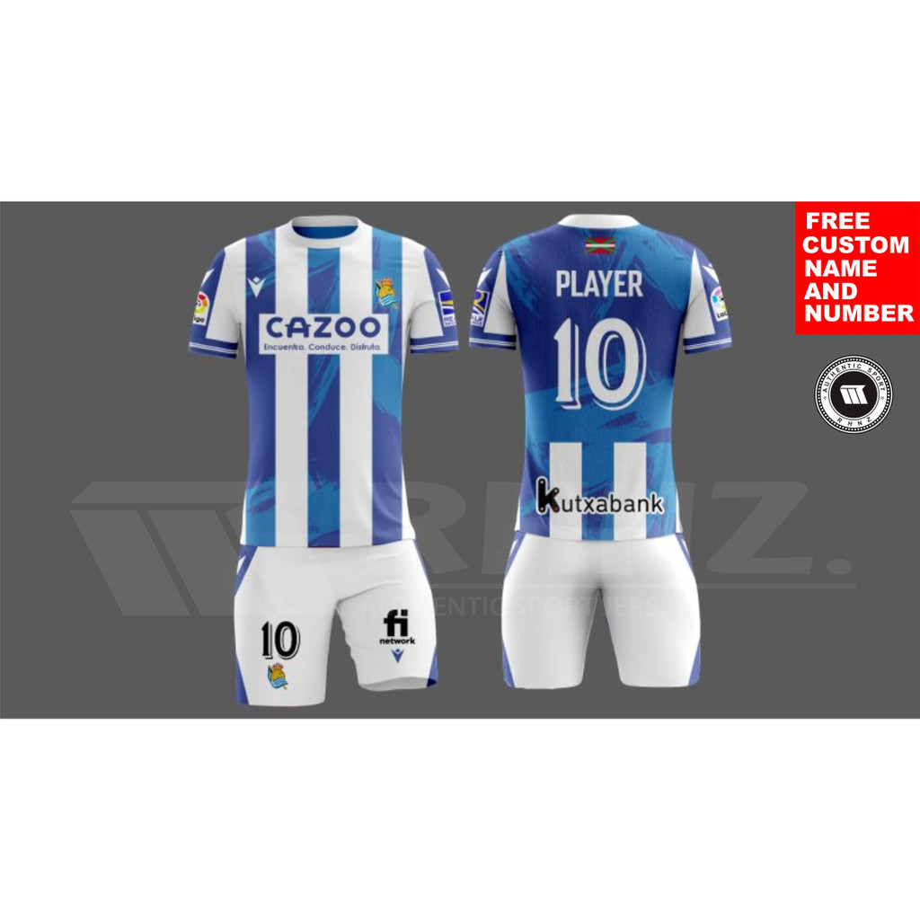 JERSEY FULL PRINTING REAL SOCIEDAD HOME 2020-2021/SETELAN JERSEY BOLA REAL SOCIEDAD FREE CUSTOM NAME