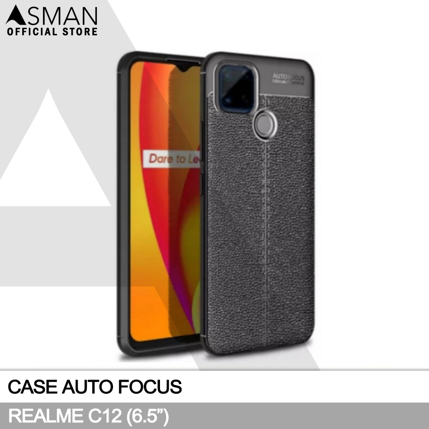 Auto Focus Realme C12 (6.5&quot;) | Soft Case Leather Premium - Hitam