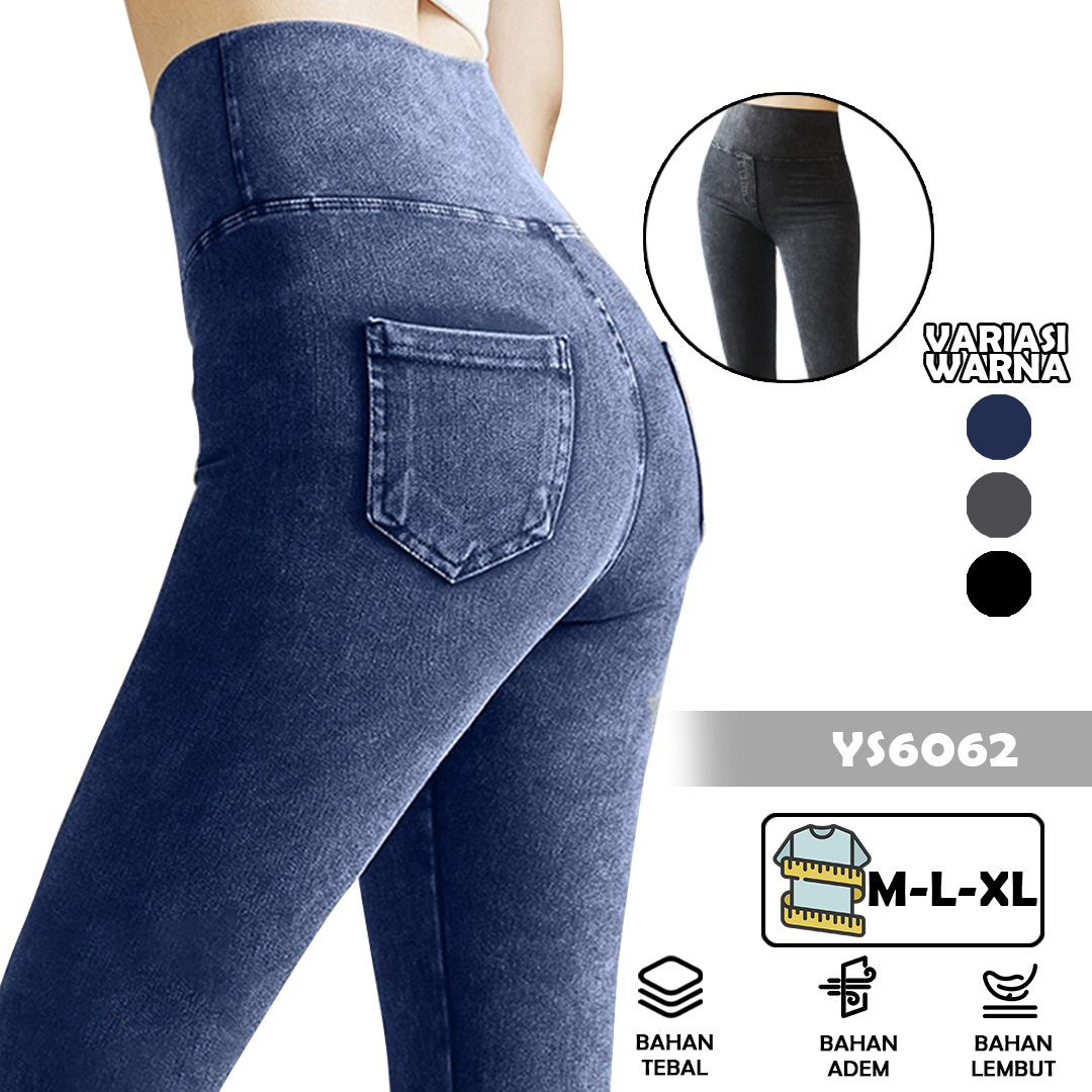 LEGGING NEW JEANS IMPORT YS6062 YS6149 High Waist Soft Jeans Stretch IMPORT MURAH-YOSINOGAWA