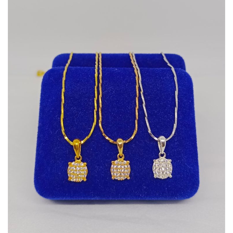 kalung rantai kasandra lilit+liontin bulat di*r mp/perak asli silver 925 lapis emas/perhiasan fashion wanita terbaru