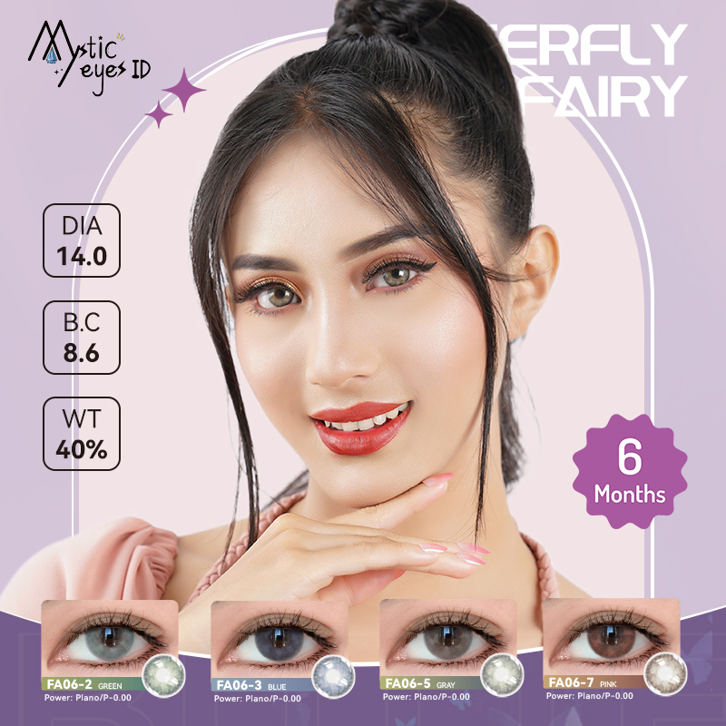 [✅COD] MYSTICEYES SOFTLENS Butterfly Fairy SERIES GREY PINK COLOR CONTACT LENS  NORMAL 14.0 MM