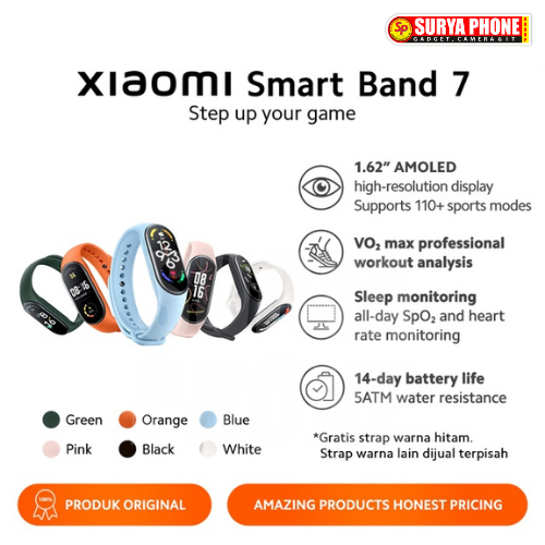 Xiaomi Smart Band 7 Layar AMOLED 1,62'’ 110+ Mode Olahraga Baterai Hingga14 hari