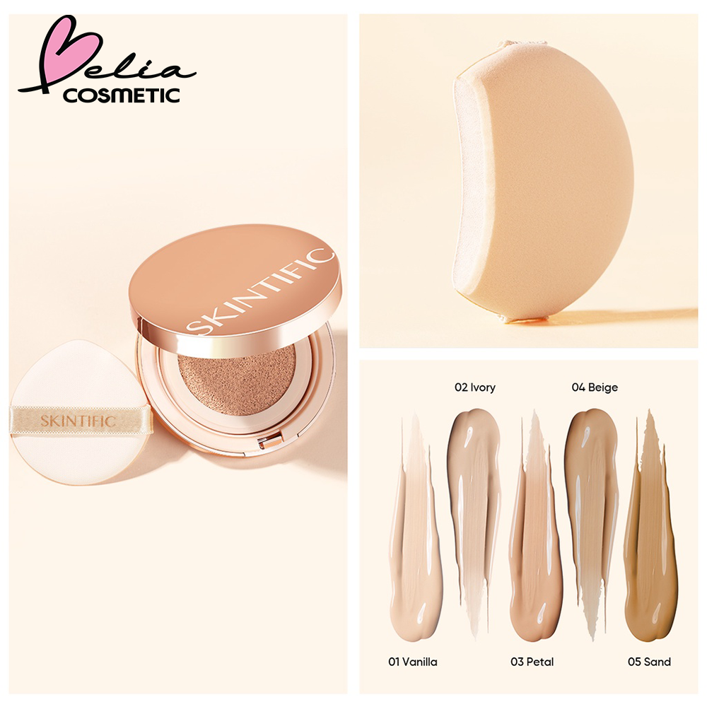 ❤ BELIA ❤ SKINTIFIC Cover All Perfect Cushion High Coverage Poreless &amp; Flawless Foundation 24H Long-lasting UV SPF35 PA++++