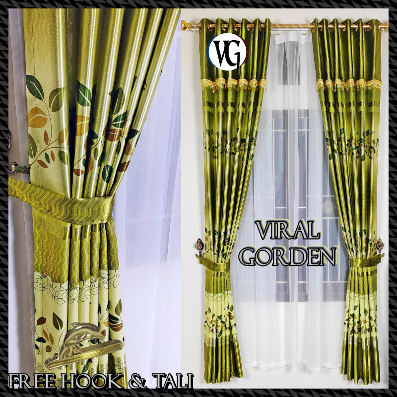 Gorden Pintu Kamar Tidur Minimalis Variasi Poni Tempel Mewah Bahan Blackout Import Premium Glossy Ab