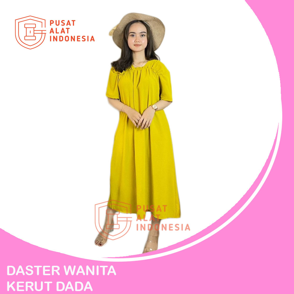 Daster Wanita Kerut Dada Polos Crinkle Ds13