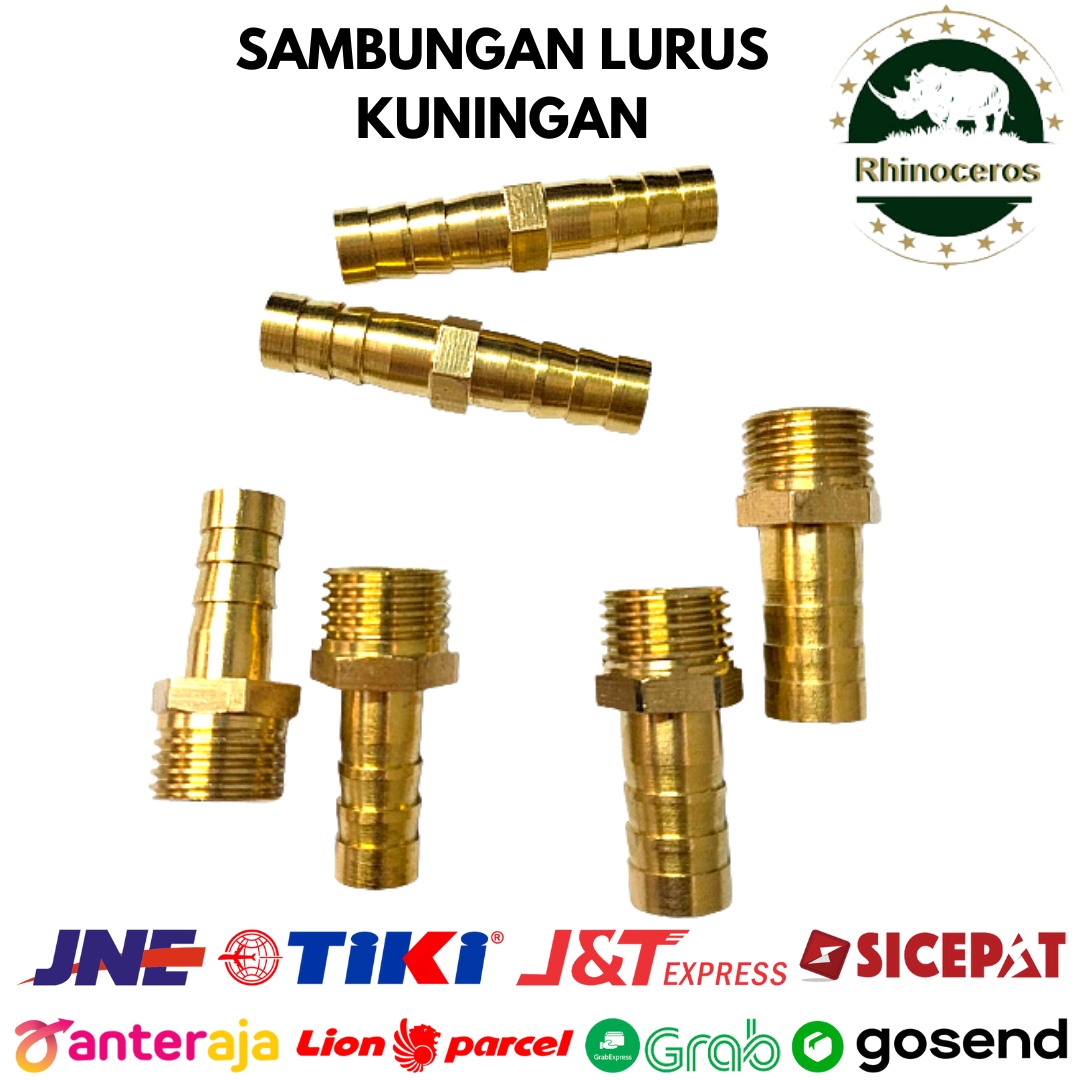 Sambungan Selang Kuningan Lurus Kompresor 5/16Inch Neple 2 Cabang 8mm