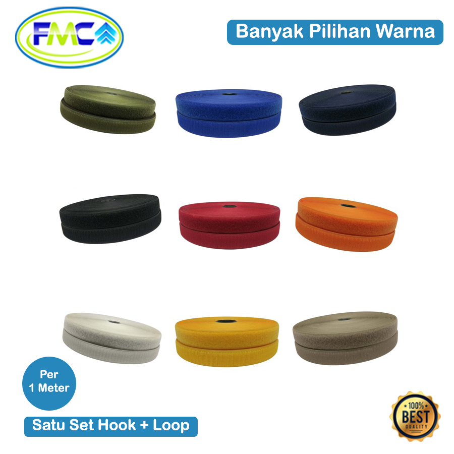 Velcro Perekat 10cm 5cm 2cm Set Warna Velcro Kain Hook Loop Tape Kretekan Kasar Halus 2 Sisi