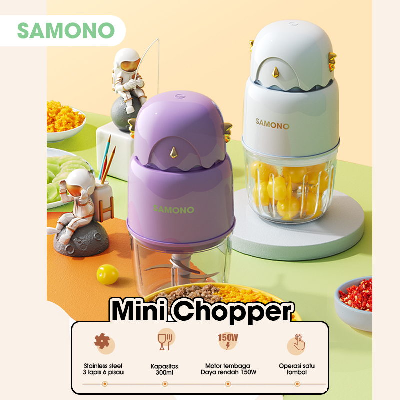 Samono 150W - Food Chopper Mini Chopper Multifungsi Mpasi 300ML Blender Portable Stainless Steel Ant