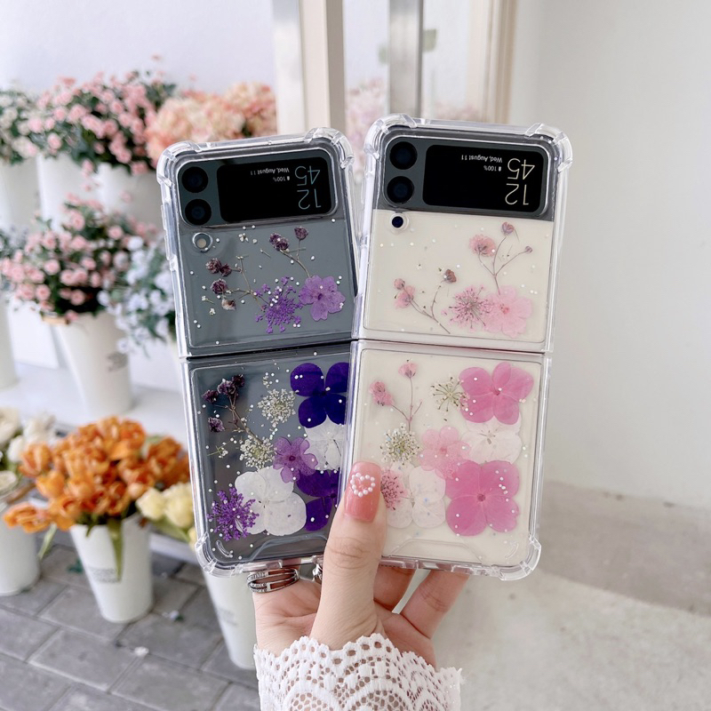 Dried Flower Glitter Case Z Flip 5 Z Fold 5 Zfold 4 Zflip 4 3 Zfold 2 Zflip3 Zflip2 Z Flip Fold  Zflip5 Zfold5 Oppo Find N2 Casing