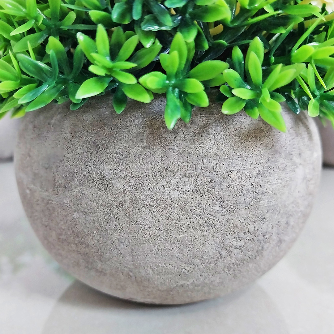 Bunga Hias Plastik Rumput Bulat Artifical Flower Import Bonsai Mini Pot Semen Hiasan Dekorasi Pajangan Rumah Azgalery PBP124