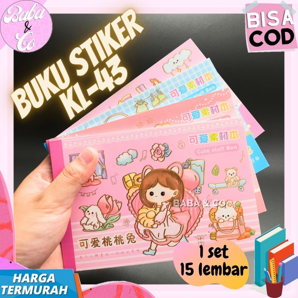 BUKU STIKER KL-43 BUKU STICKER 15 LEMBAR MOMO MASU STIKER KL43 COD DEKORASI JURNAL STIKER CUTE GIRL 