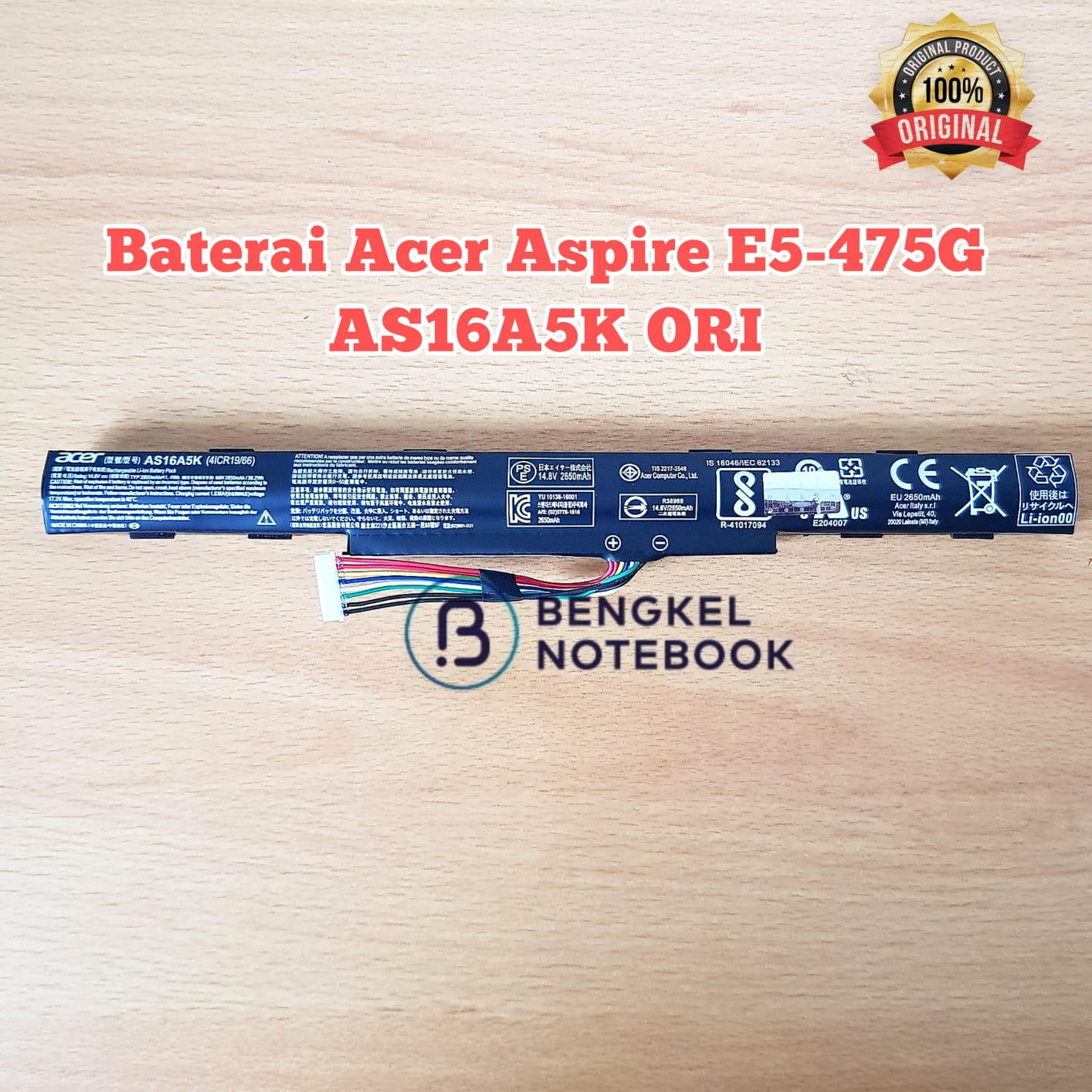 Baterai Acer Aspire E5-475G E5-523G E5-523 E5-553G E5-553 E5-575G E5-774 E5-774G ES1-432 E5-476 E5-476G AS16A5K AS16A7K AS16A8K P249-M P249-MG P259-M P259-MG Original