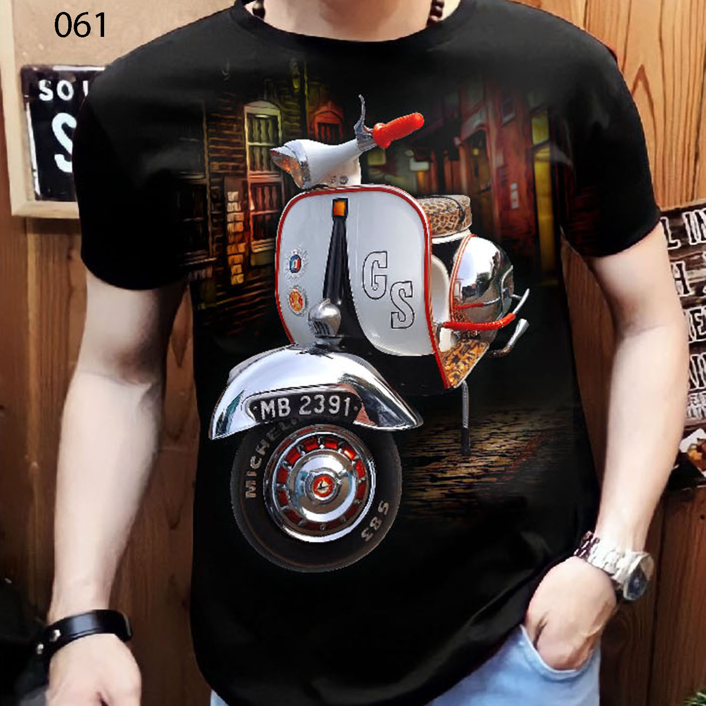 Kaos distro pria vespa putih