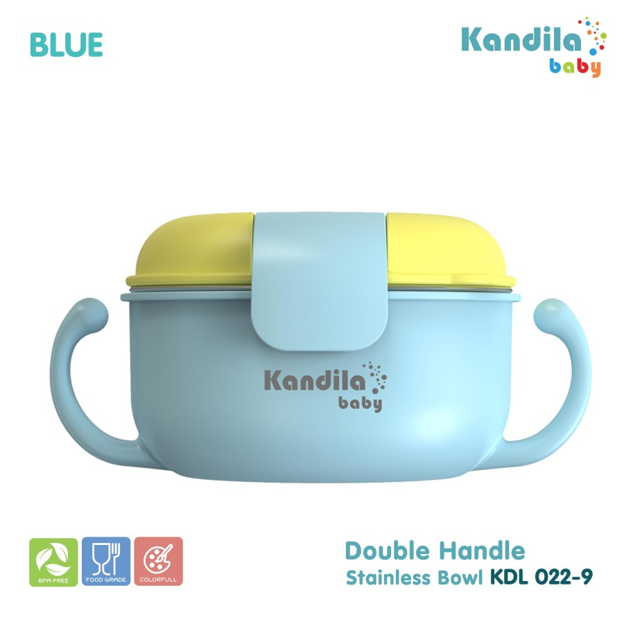 Mangkok Tempat Makan Bayi Anak Kandila Double Handle Stainless Bowl 300ml / KDL 022-9