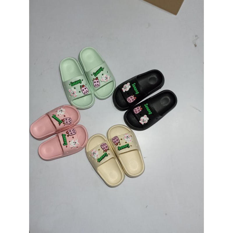 (COD) Sandal Selop Karet Anak HAPPY Variasi Mainan/ Sandal Selop Karakter anak Size 24-29