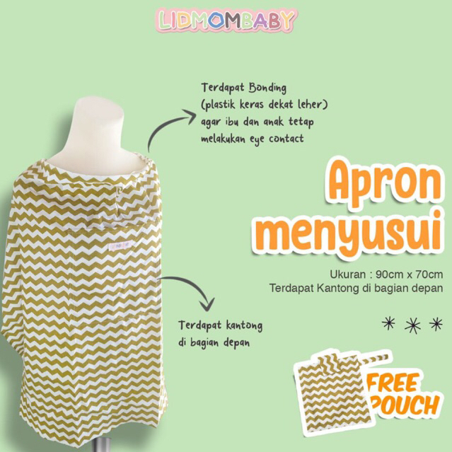 Apron / Nursing Cover Ibu Menyusui Lidya Mom &amp; Baby (1 Lapis)