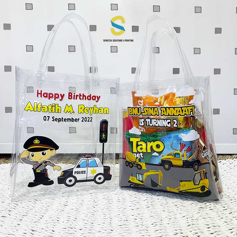 

Tas Mika Transparan Potrait Tas Ulang Tahun Souvenir Hampers Ultah Goody Bag Custom