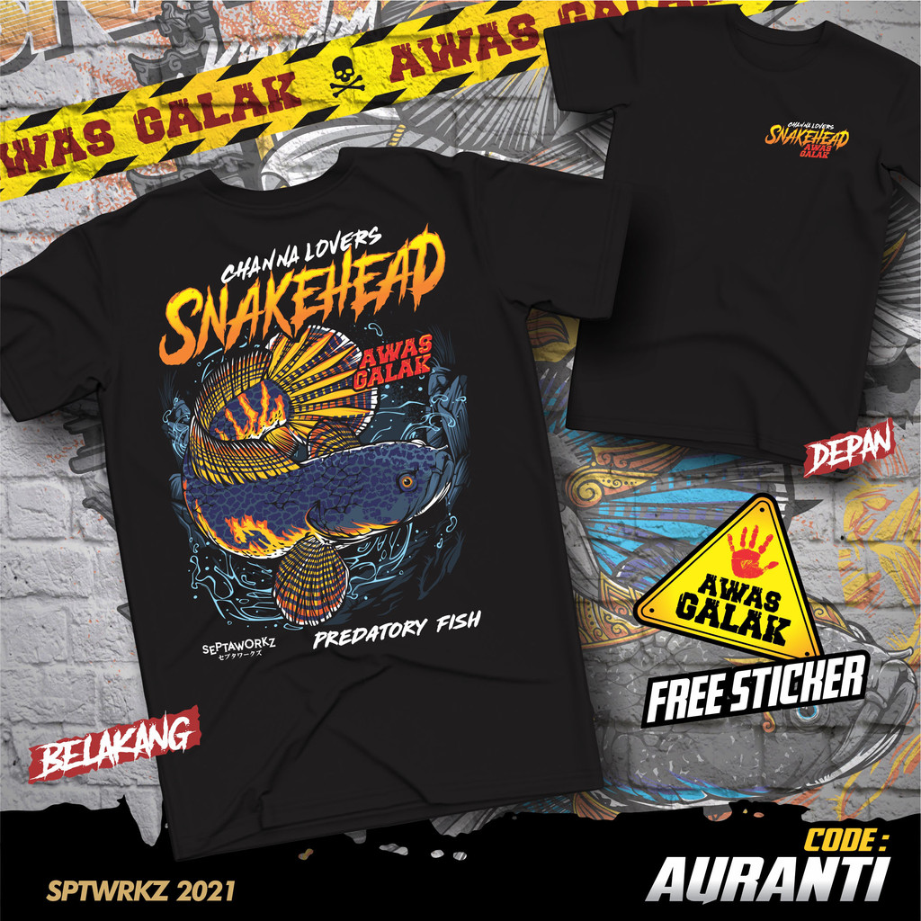 KAOS IKAN CHANNA/TSHIRT SNAKEHEAD/IKAN CHANNA AURANTI/KAOS PECINTA IKAN CHANNA NEW DESAIN LIMITED/Ka
