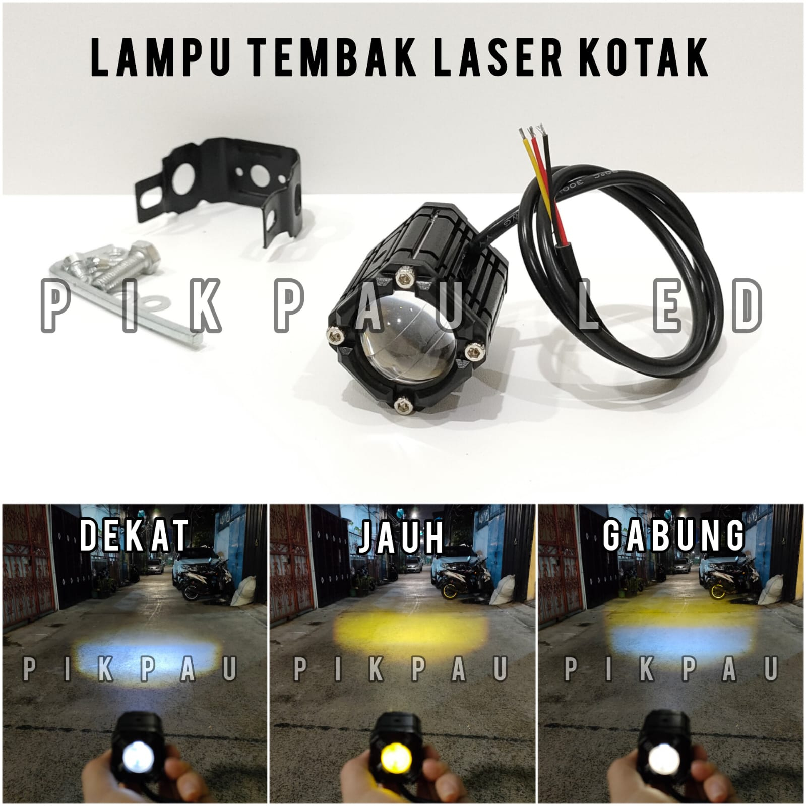 Lampu Tembak Sorot Laser Model Kotak D2 D3 High Low Putih Kuning