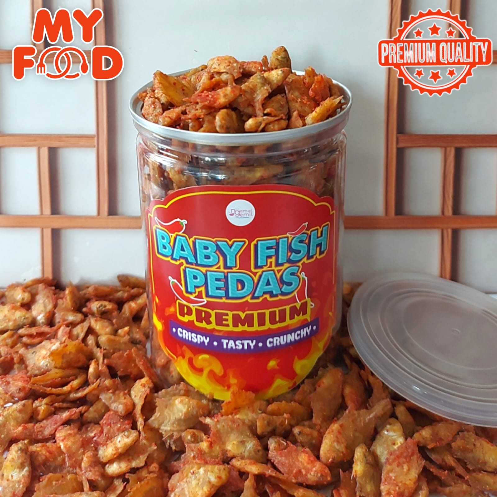 

[Myfoodofficial] - Can Snack Baby Fish Bumbu Pedas Cemilan Ikan Crispy Pedes Kualitas Premium