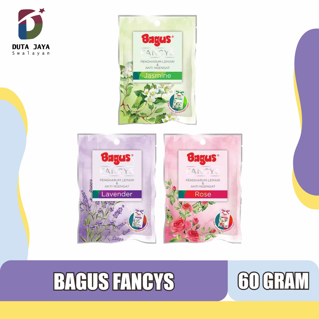 Bagus Fancys Kamper Pengharum Lemari Kapur Barus Pakaian Lavender, Rose, Jasmine 60 Gram