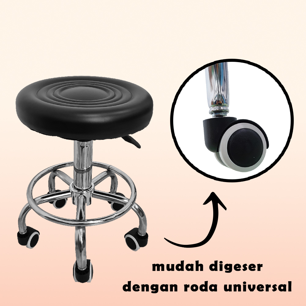 Kursi Bar Hidrolik Bulat Roda Barstool Bangku Kantor Roda Stool Kursi Salon JBY-7