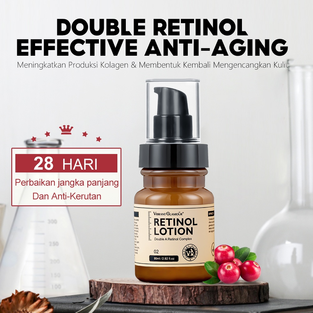 VIBRANT GLAMOUR Krim Losion Retinol Ganda 80ml Meningkatkan Produksi Kolagen Mengembalikan kulit kencang VA