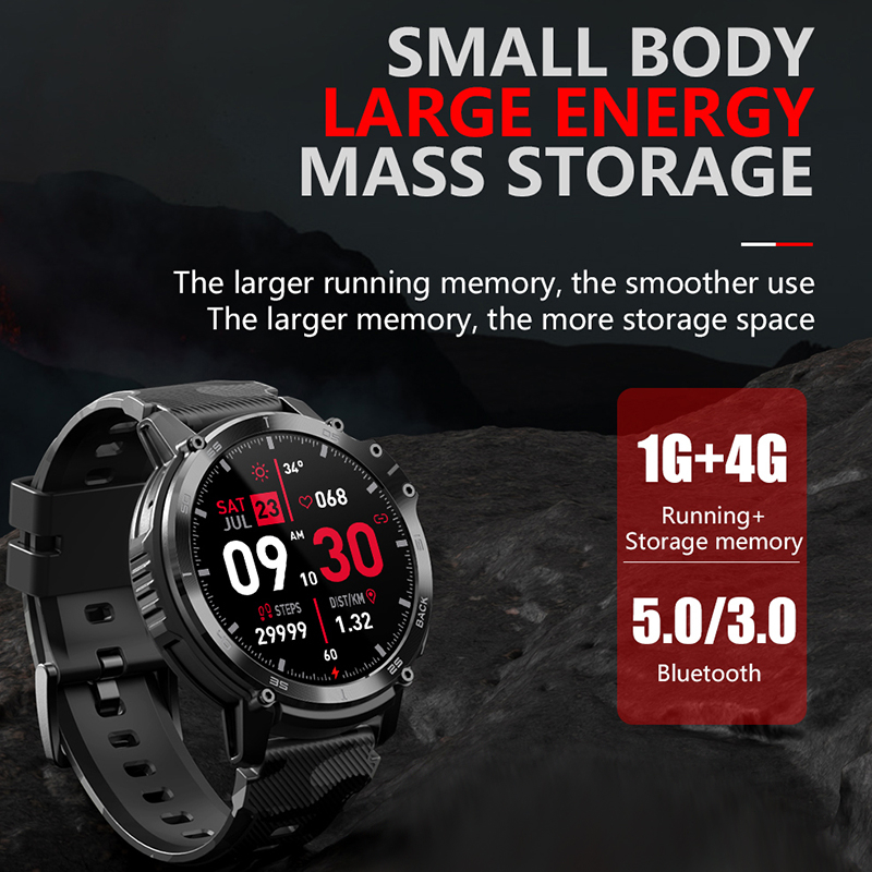 C22 Smartwatch waterproof IP68 1.6 inches Round Screen Large Memory for MusicM Sport Jam tangan pria  for Android