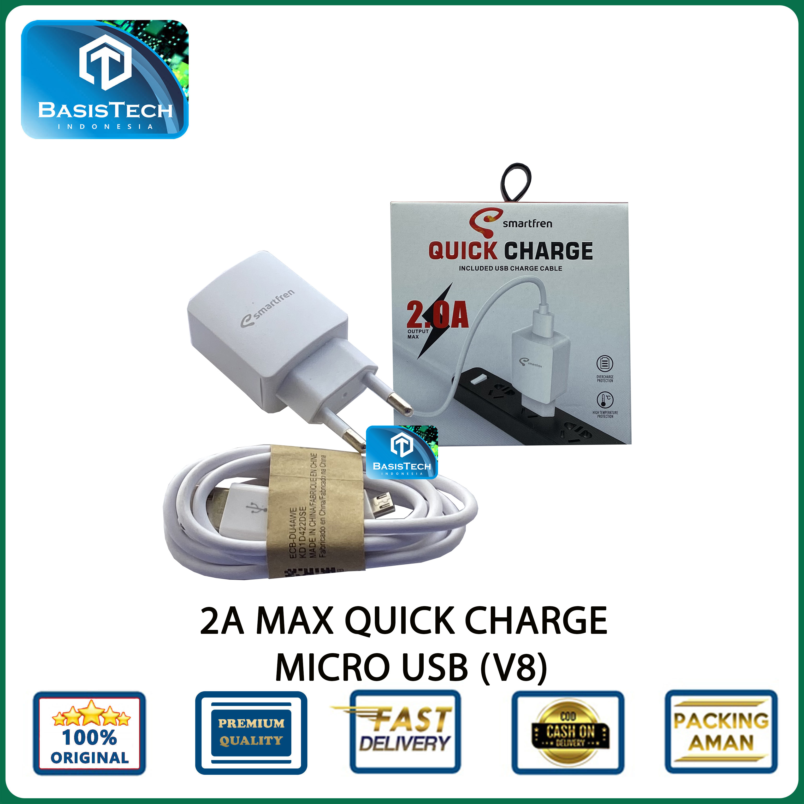 CHARGER MICRO USB V8 ADVAN EVERCOSS ASUS 2A BT1-049 QUICK CHARGE