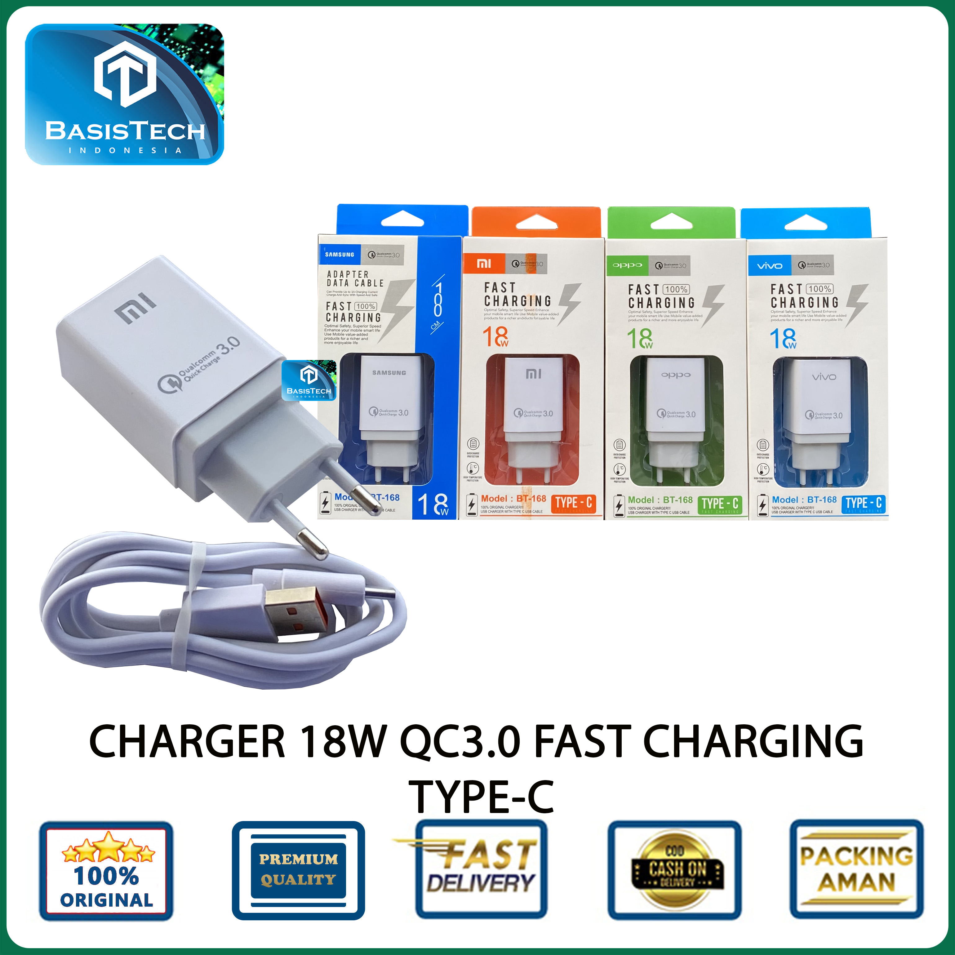 CHARGER CASAN TYPE C 18W 3.5A QC 3.0 SUPER FAST CHARGING BT1-168