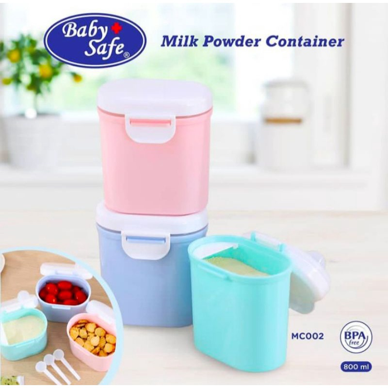 [HAZELCARE] Kotak Susu Portable Baby Safe Babysafe Tempat Penyimpanan Susu Bubuk Bayi Toples Anti Tumpah Milk Powder Container 800ml / 400 ml