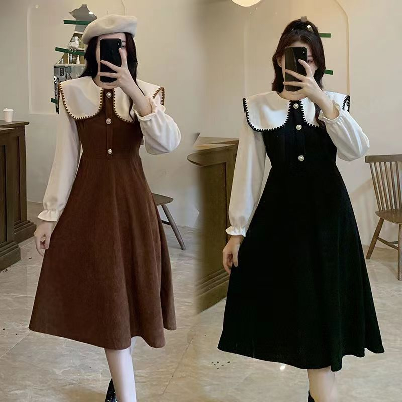 COD Korean Style Dress Wanita Dress Lengan Panjang Cewek Dress Panjang Gaun Wanita Termurah