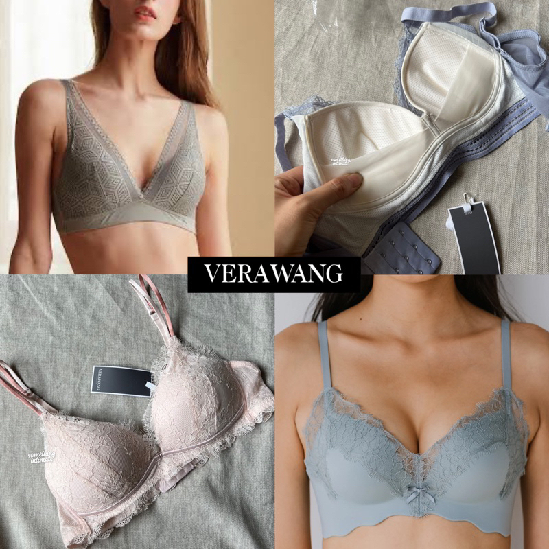 VERA WANG Korean Technology Lace Wire Free Plunge Bralette Wireless Mauve Nude Pushup Bra Tanpa Kawa