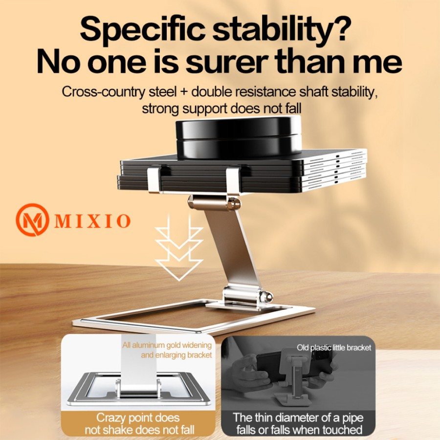 MIXIO Stand Alumunium Dudukan HP ZM04 Phone Holder Foldable Rotate 270