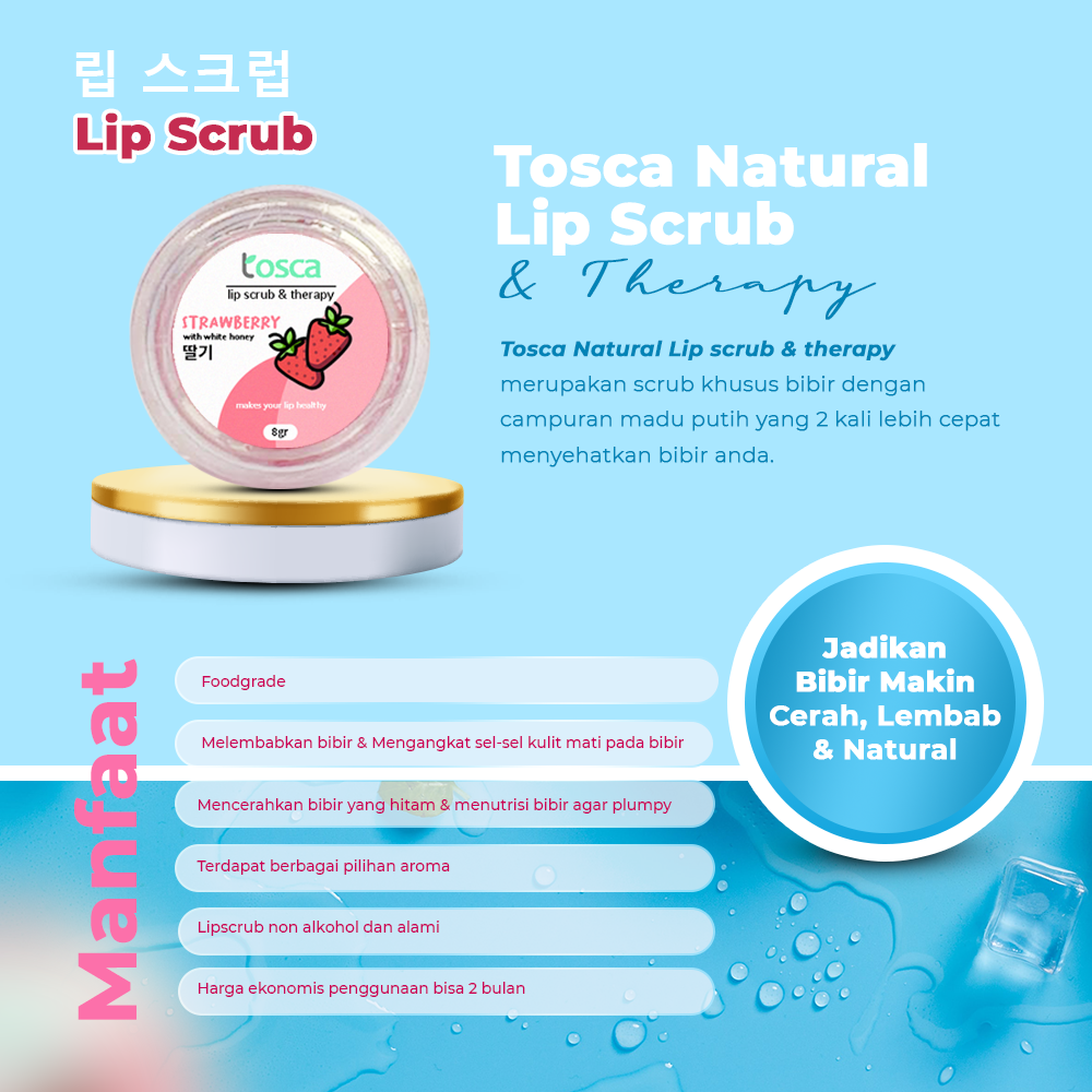 [Paket Bundling] Tosca Lip Scrub + Lip Patch Perawatan Bibir Sehat