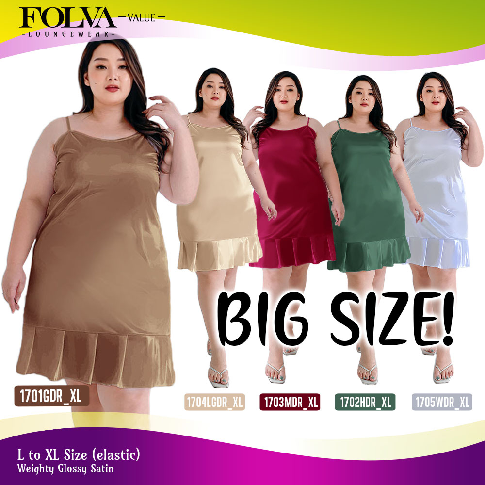 FOLVA Dress Tanktop Baju Tidur Daster Wanita Satin Big Size Jumbo