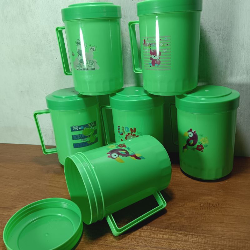 muk tutup 500ml gelas plastik cangkir