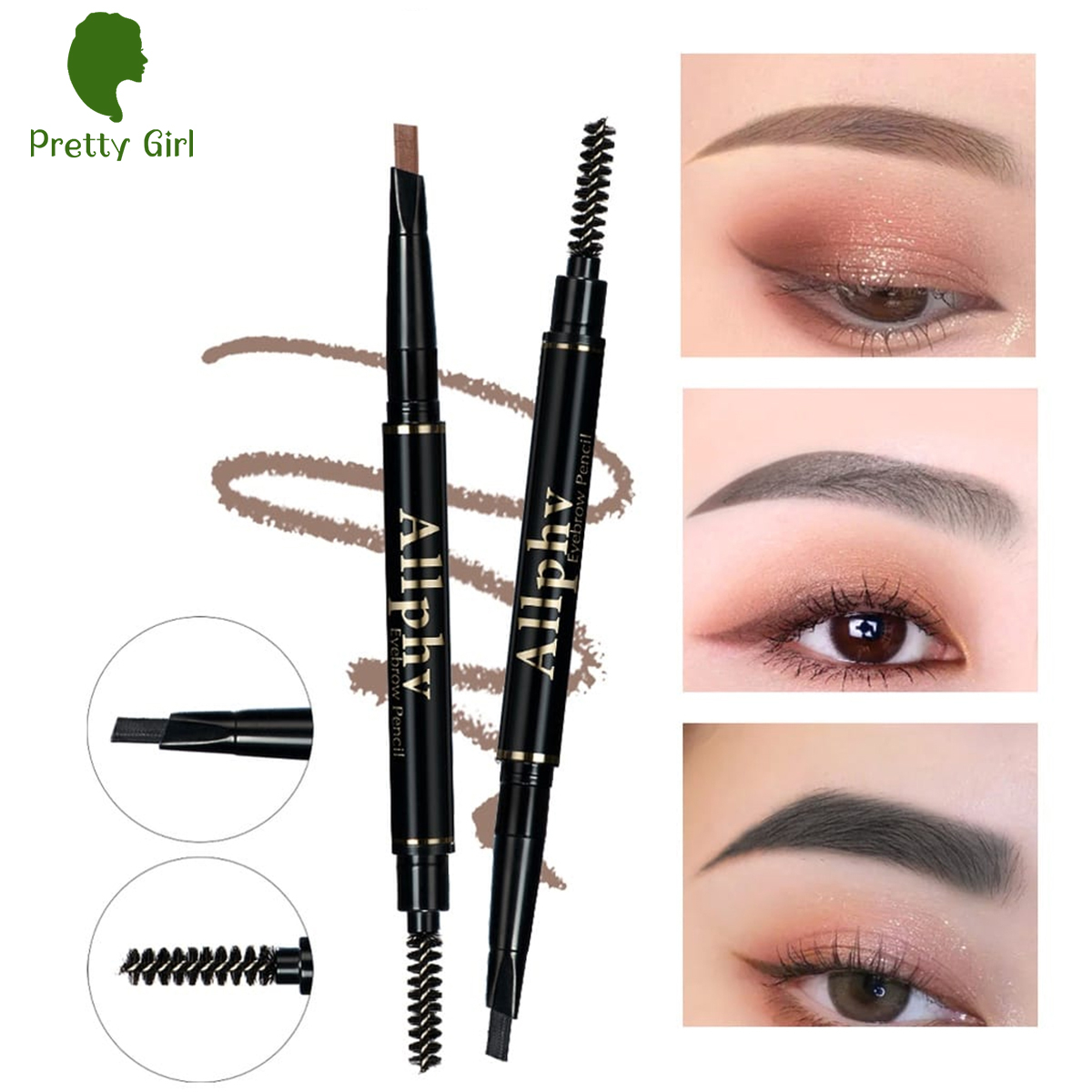 【asli】ALLPHV Eyebrow Pencil 5 Colors Double Head Eyebrow Definition Long Lasting Waterproof