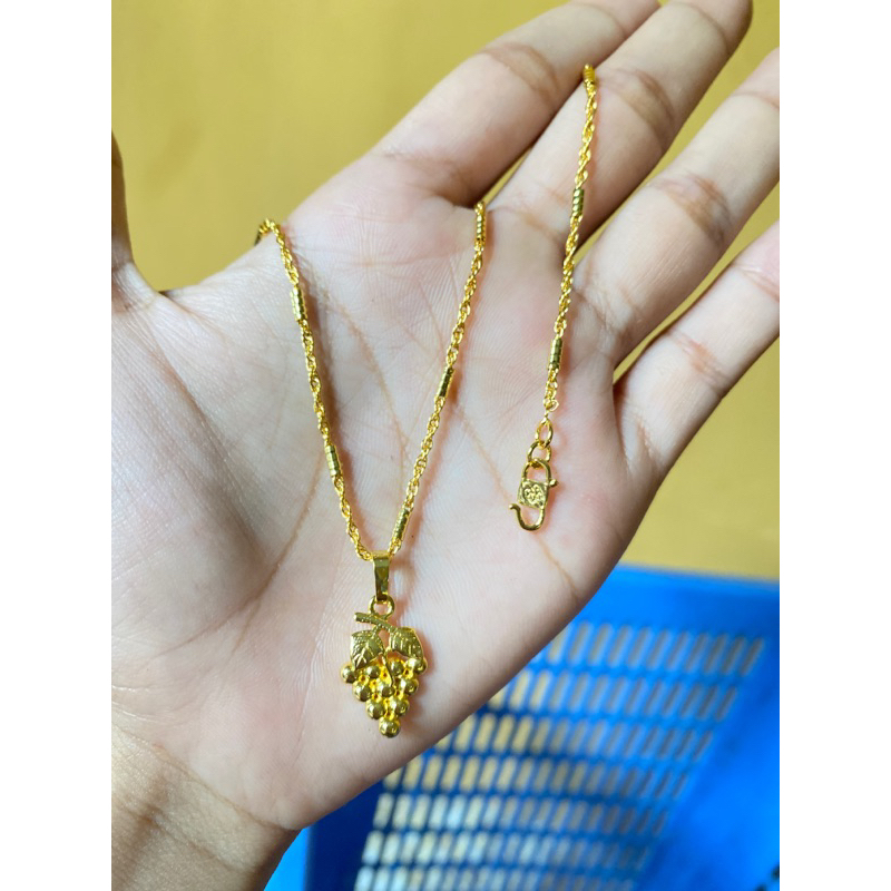 Kalung koin + liontin lapis emas 24k