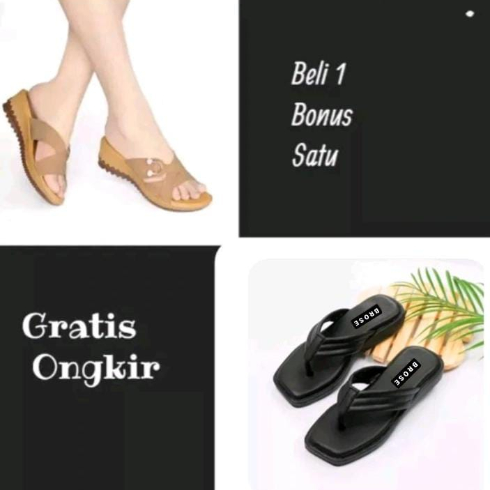 Sandal Wedges Kicker Wanita Kekinian Beli 1 Gratis 1