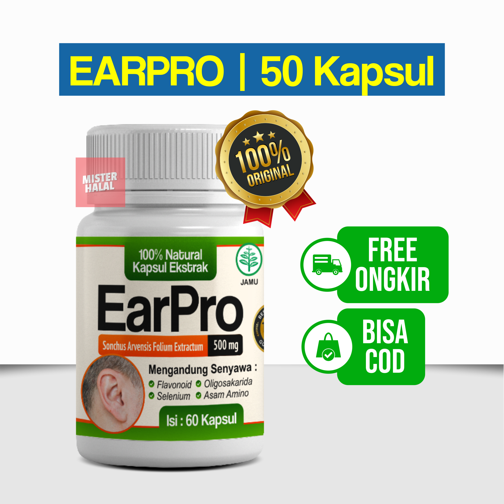 EARPRO Obat Gangguan Telinga, Obat Tinnitus, Telinga Berdenging, Berdengung, Mendengung Pada Telinga Kiri/Kanan, Obat Congek Telinga Bernanah, Infeksi Telinga, Curek, Bisa Untuk Anak Dan Dewasa